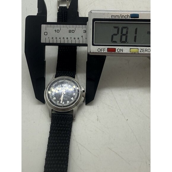 Dakota Round Stainless Steel Watch Canvas Black Band Mineral Glass Crystal 3 ATM - Picture 5 of 7